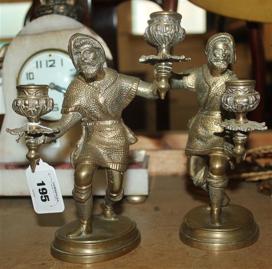 Pair brass figural candlesticks